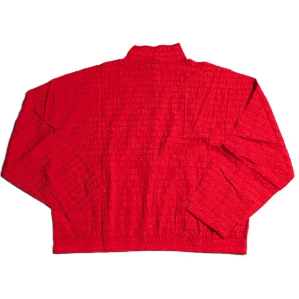 Spanx Active Run Jacket Womens XL Red Textured Quarter Zip Athletic NWT
